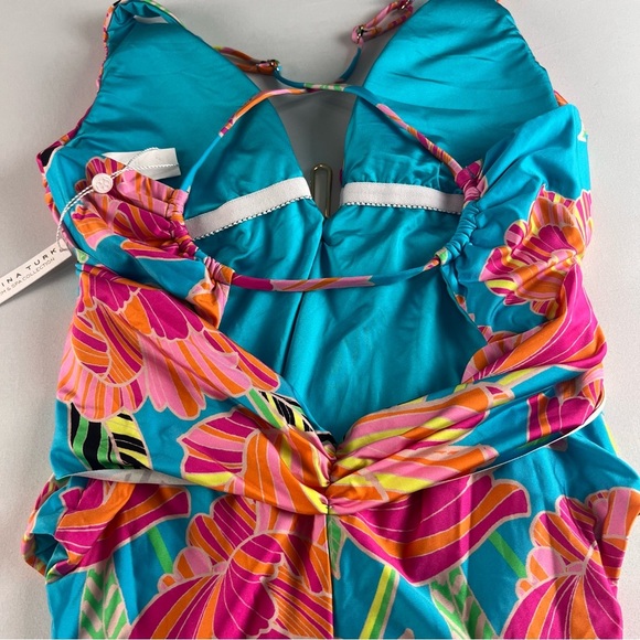 NWT Trina Turk Pink and Blue One Piece Swimsuit with Tropical Floral Design - Picture 7 of 10